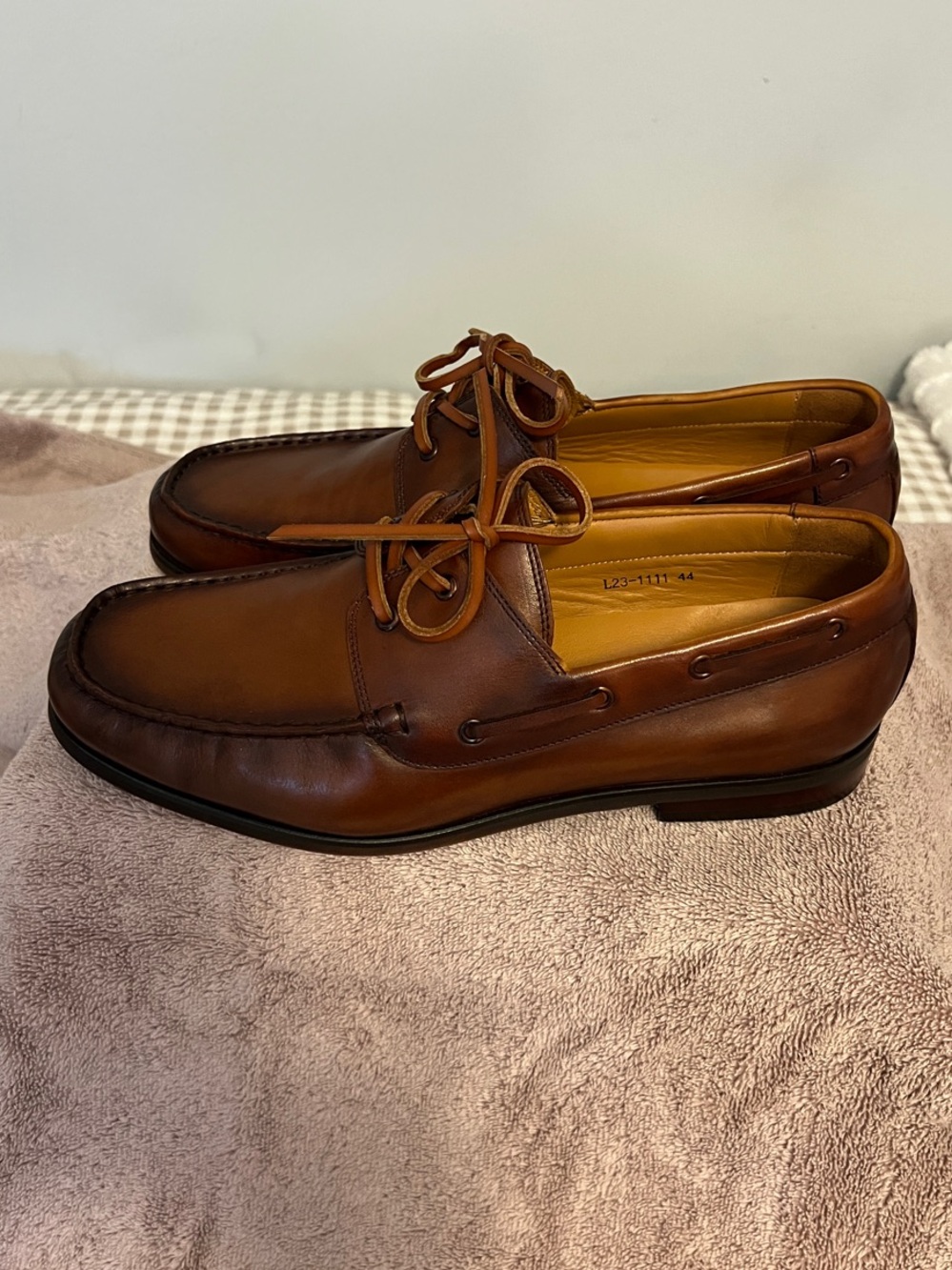 Classic Brown Leather Lace Boat Shoes for Men